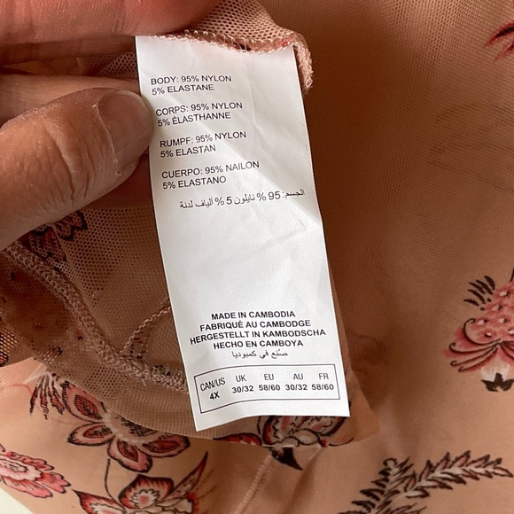 NWT Love and Legend nude mesh top with floral print and bell sleeves. - Picture 14 of 14